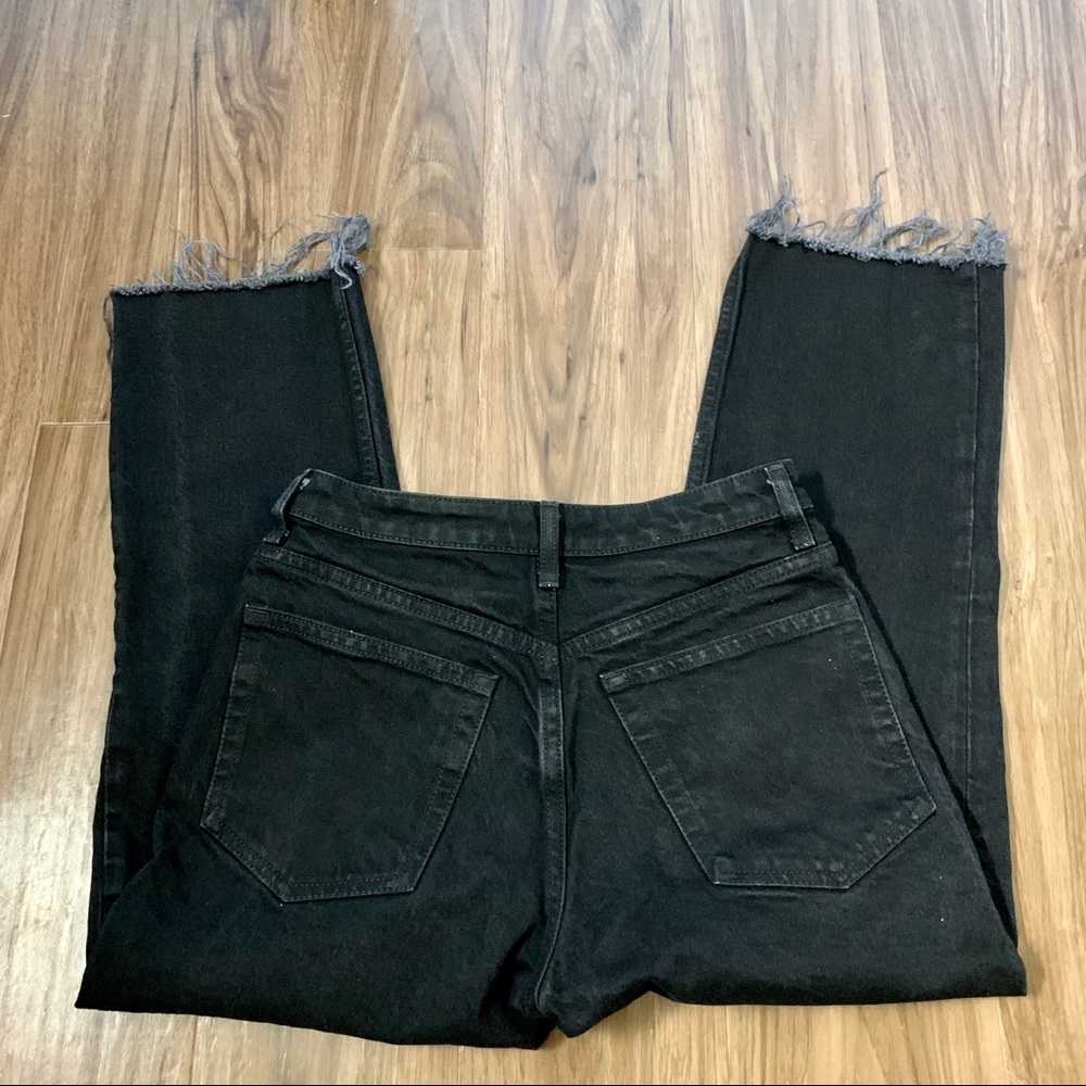 Topshop high waisted straight leg raw hem jeans 28 - Picture 5 of 9